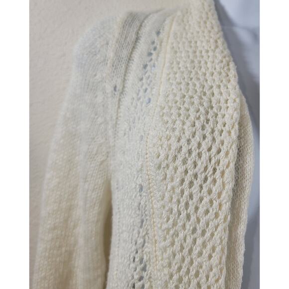 Moth Anthropologie Cream Open Knit Cardigan XS Lightweight Soft Stretch Comfy - Picture 5 of 7